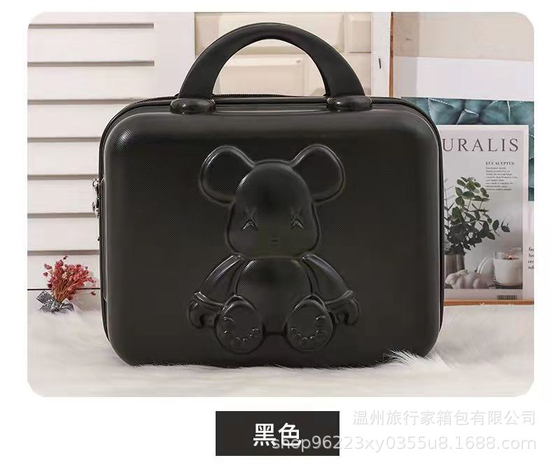 Maleta equipaje caso cosmético 14 pulgadas dibujos animados lindo oso contraseña bloqueo caja de almacenamiento mano regalo oso caja