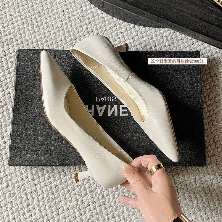 Good-looking Niche Design Pointed Stiletto Heel Temperament High Heels 2025 Spring Slip-on Commuter Work Shoes for Women