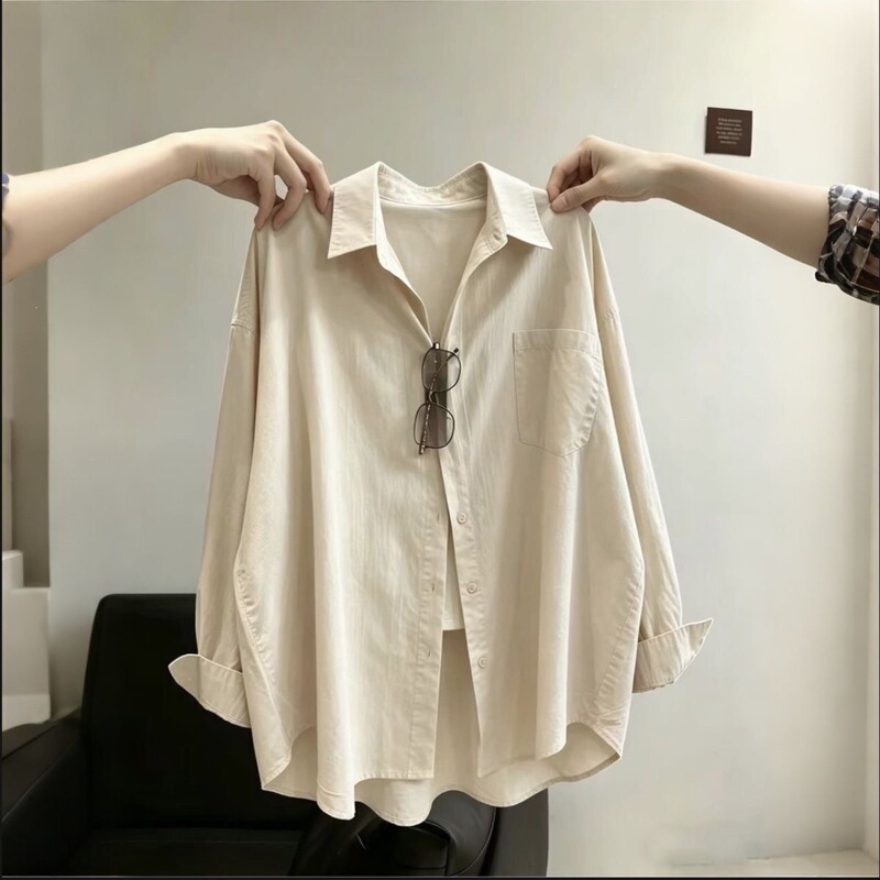 Old Money Style Linen Oversized Shirt Jacket for Women, Summer French Chic Top, Casual Versatile Loose Sun-Protective Cardigan