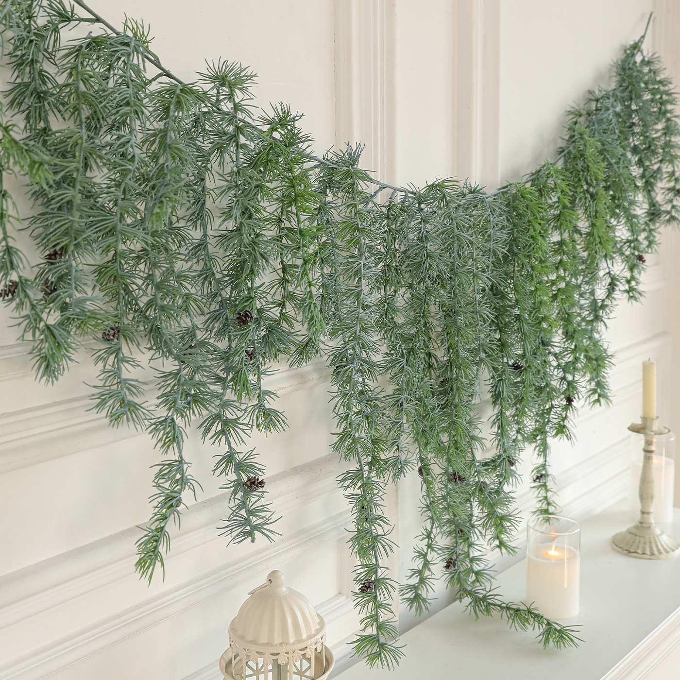 Nuevo estilo de imitación de vid Pe hoja de ramas de flores de plantación verde pared colgante pared colgante puerta colgante vid decoración de Navidad