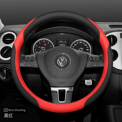 Steering wheel cover | Cc T-Roc Magotan Universal for - universal-fit-round-black-red-default