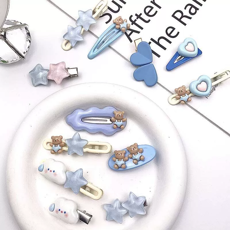 Заколки hairpins brand Cute для челки, пастельные мишки и звёзды, наборы