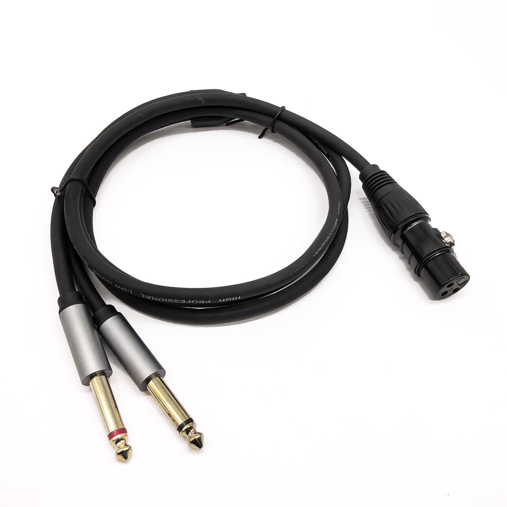 供应高质量卡侬母转双6.5单声道音频线 XLR卡农母对2个6.35转接线