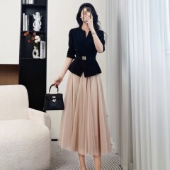 7772 韓国風スーツソルトスタイルライト大人ツーピースセット 2025 新作秋ファッションスカートジャケット婦人服