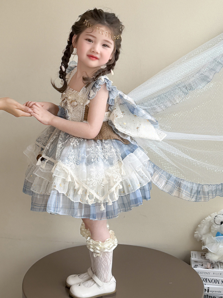 Vestido de verano para niñas, nuevo estilo 2026, vestido de princesa Lolita para niñas, vestido de cumpleaños de verano para niñas pequeñas