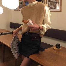 现H 纯色圆领背心针织衫女2025春韩系叠穿通勤上衣overta*e