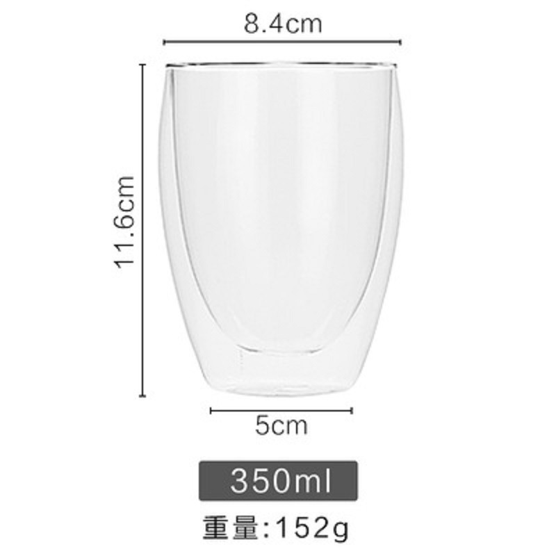 Taza de doble capa artesanal conjunta de 350ml