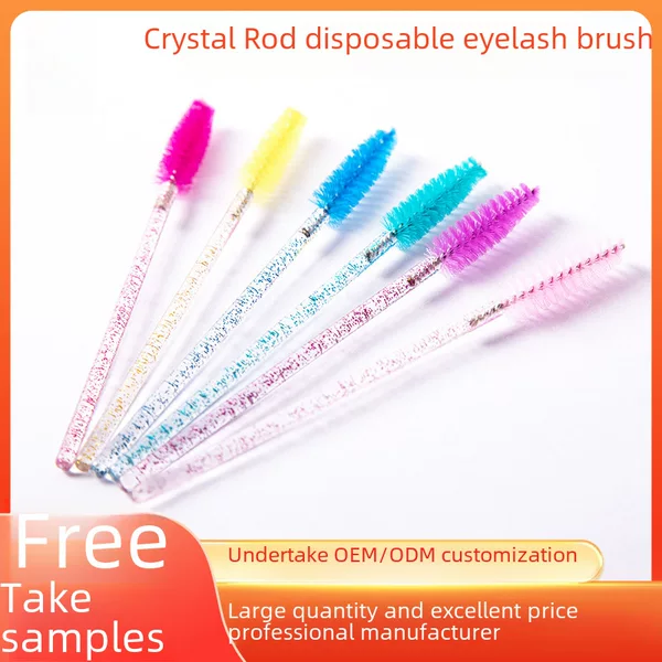 Disposable Crystal Rod Eyelash Brush with Double-Headed Solid Spiral Nylon Brush Head, Cleaning Makeup Tool in Stock