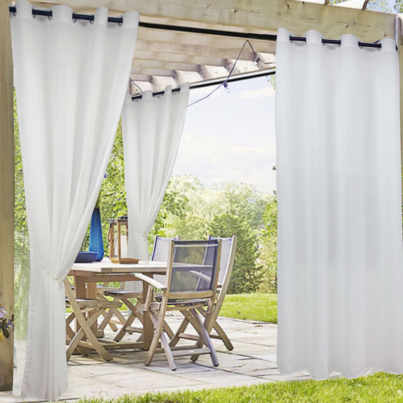 Waterproof Window Screen Patio Outdoor Gazebo Light-Transmitting Sheer Curtain in Stock Amazon Foreign Trade Outdoor Cross-Border Finished Curtains