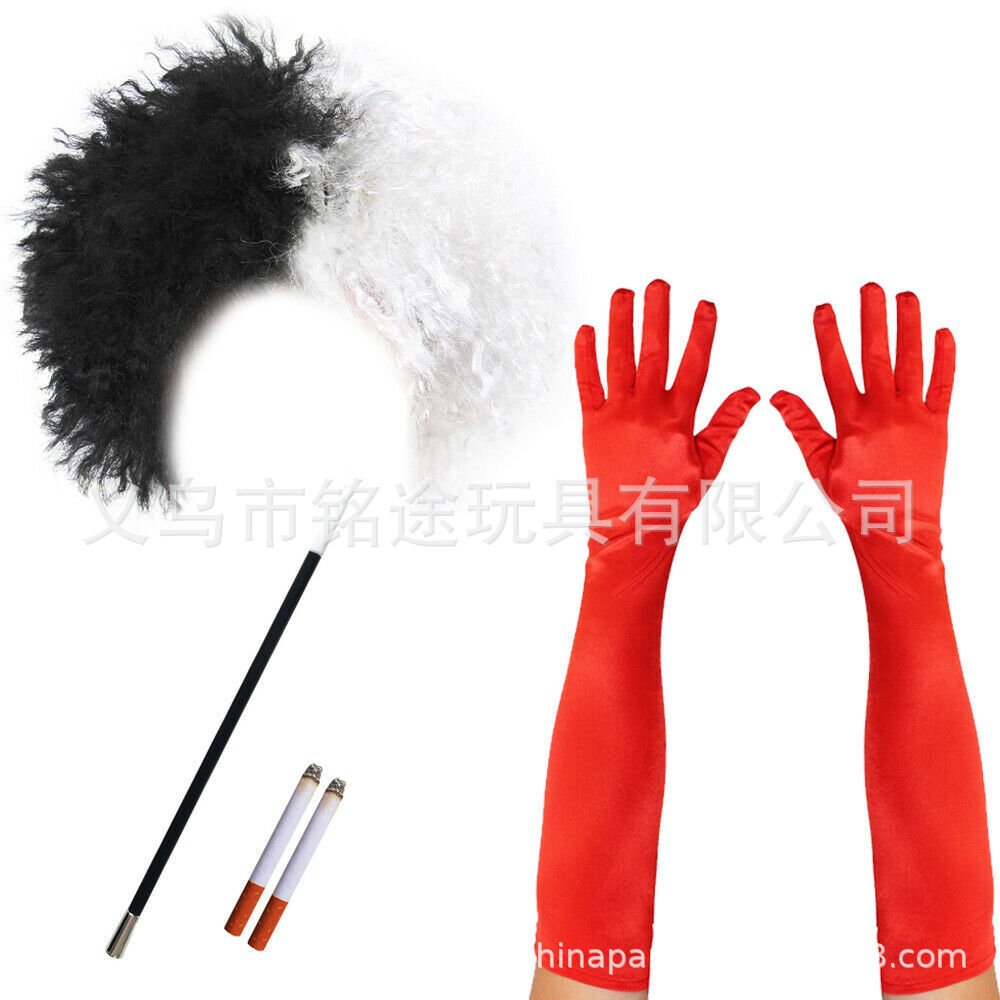 Europa y América Halloween Cross-border bruja Kuila fiesta cosplay ropa ropa cos traje de peluca en blanco y negro