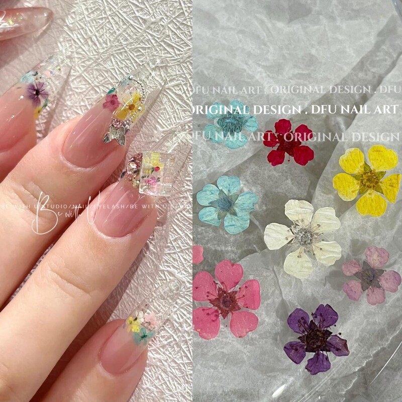 Monet's Garden Nail Art Colorful Dried Flower Materials Natural Real Flowers Exquisite Five-Petal Flower Materials Flower Nail Decorations Monet's Garden Nail Art Colorful Dried Flower Materials Natural Real Flowers Exquisite Five-Petal Flower Materials Flower Nail Decorations