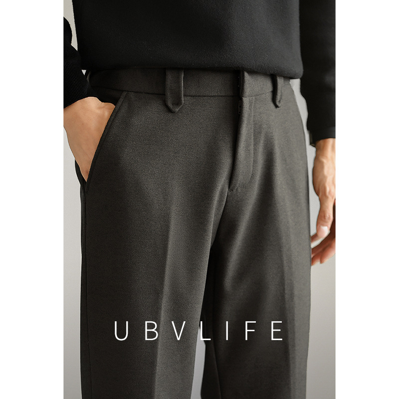 Old Money Style Warm Wool Thermal Straight-Leg Dress Pants for Men 2025 Autumn and Winter Light Business Wrinkle-Resistant Thickened Brushed Casual Pants