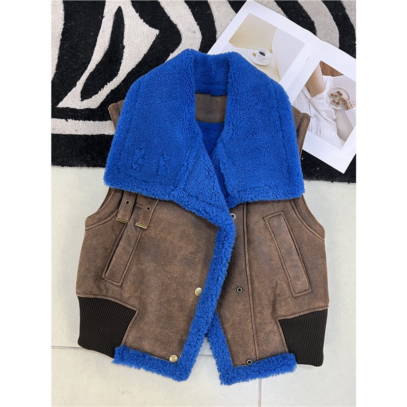Haining Fur Autumn and Winter New Maillard Retro Fur One-piece Vest Jacket Casual Slimming Fur Jacket
