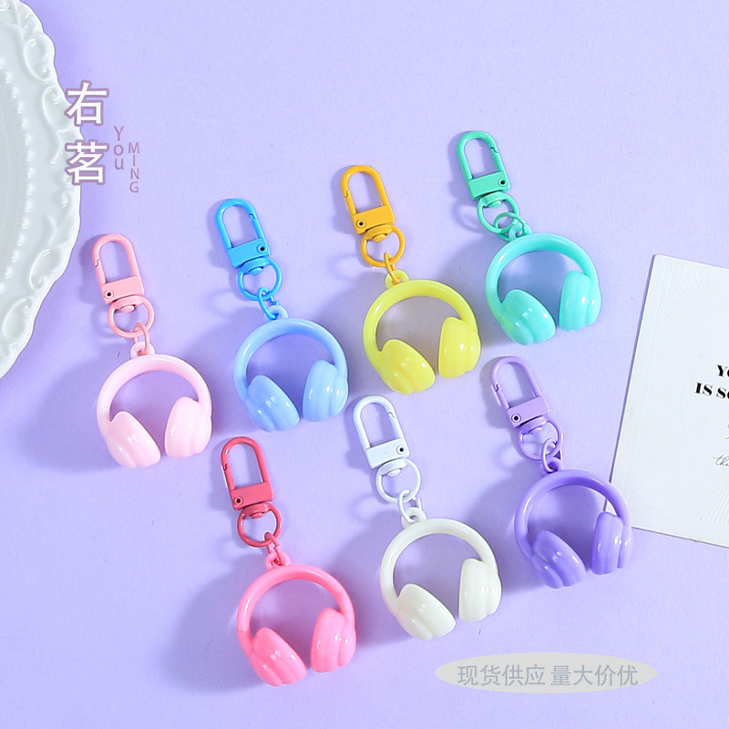 Dopamine 3D Colorful Earphone Pendant Cute Versatile Women's Bag Keychain Small Gift Ornament Wholesale