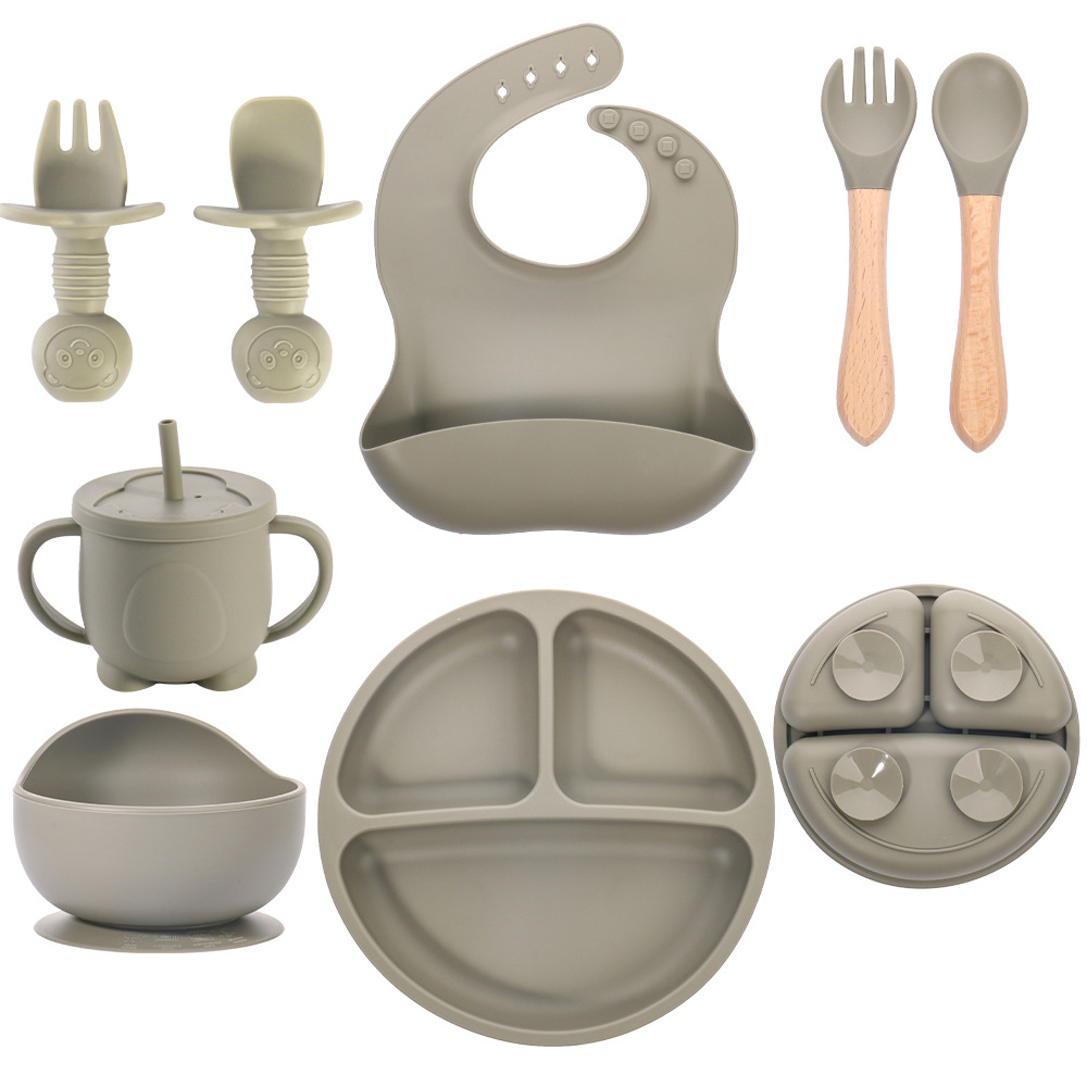 Juego de cuchara de tenedor de oso para niños entrenamiento de alimentación para bebés Cuchara de lamer de silicona Cuchara de tenedor de silicona Cuchara de vajilla complementaria para bebés