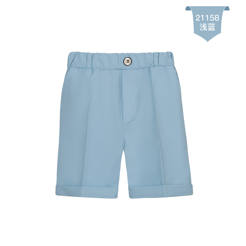 Children's Summer School Uniform Shorts, Suit Pants, Five-Point Pants, Elastic Waist, Boys' Plaid Pants, Elementary School Students' Casual Summer Wear
