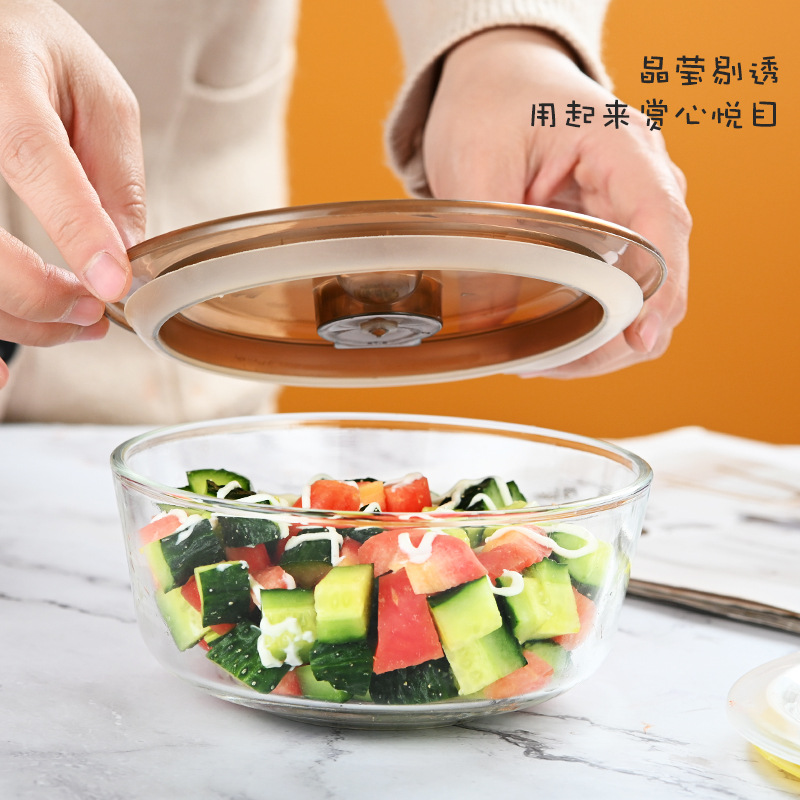 Presión negativa fresco-mantenimiento cuenco tazón de vidrio refrigerador sellado tazón de regalo tazón conjunto caja de regalo apertura actividad regalo al por mayor