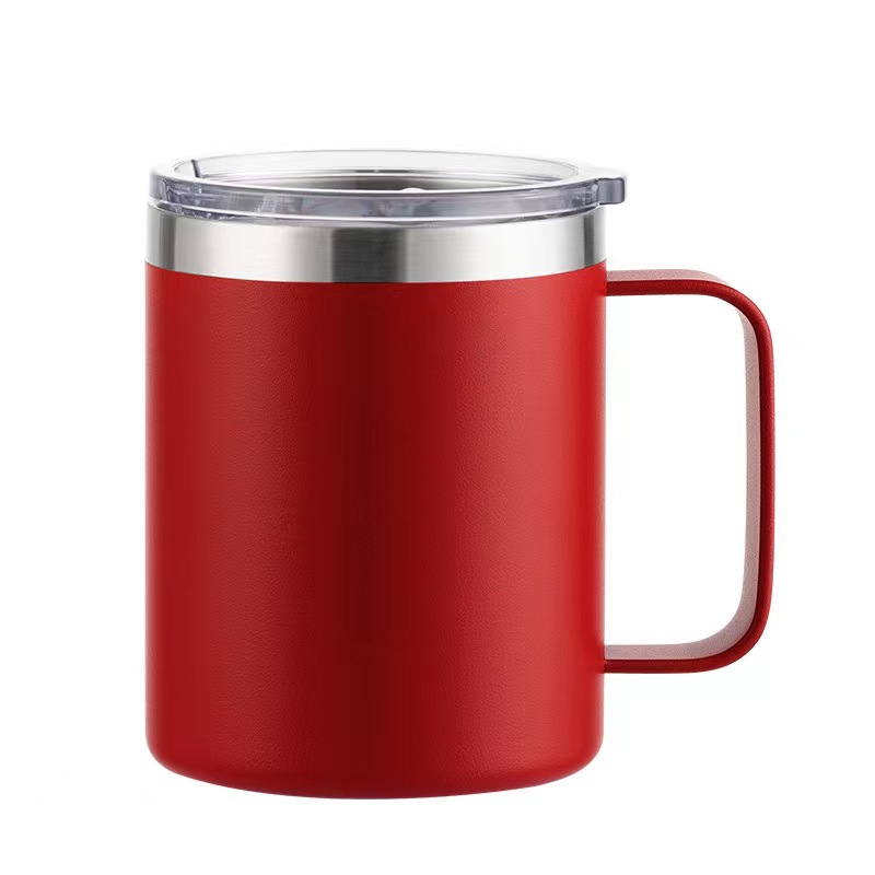 12oz con mango de taza de acero inoxidable 304 taza de oficina de aislamiento térmico taza de cerveza de café de hielo botella térmica