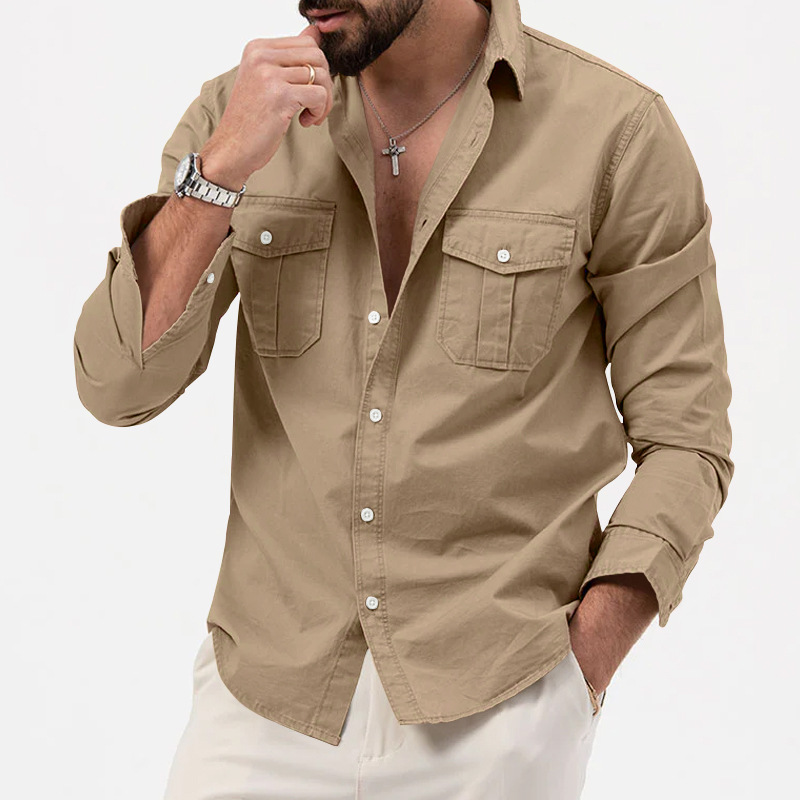Men's Solid Color Blouse Men's Clothing display picture 23