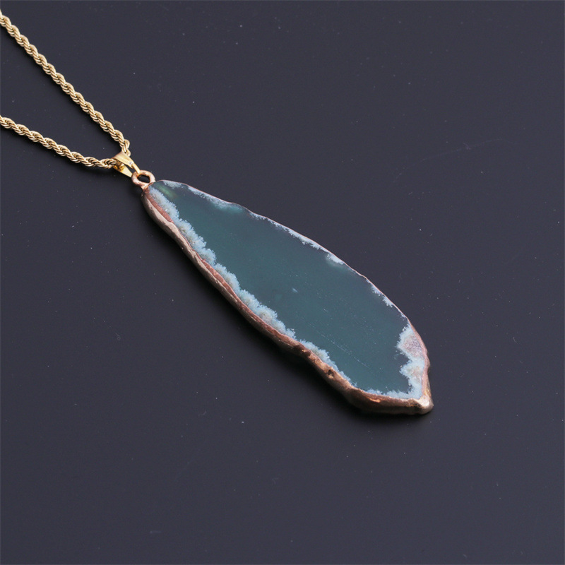 geometric irregular natural stone pendant twist chain necklace wholesale jewelry Nihaojewelry