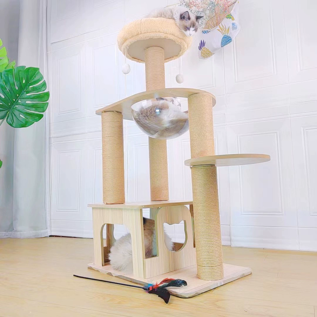 Cat climbing rack cat shelves cat nest Cat caught the upper and lower cat tree columns in the four seasons universal wear -resistant cat jumping platform cat house