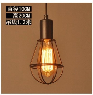 Candelabro de jaula de hierro pequeño de un solo cabezal al por mayor de fábrica, tienda de ropa de olla caliente retro americana, barra de bar, lámpara de comedor, estilo industrial