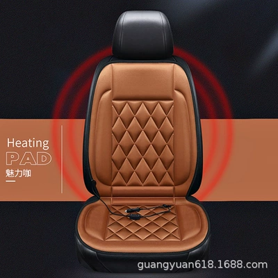 Multi-function pad winter car seat warmer, 12V - 12v-large-diamond-pattern-highlow-gear-front-seat-coffee-color-single-seat