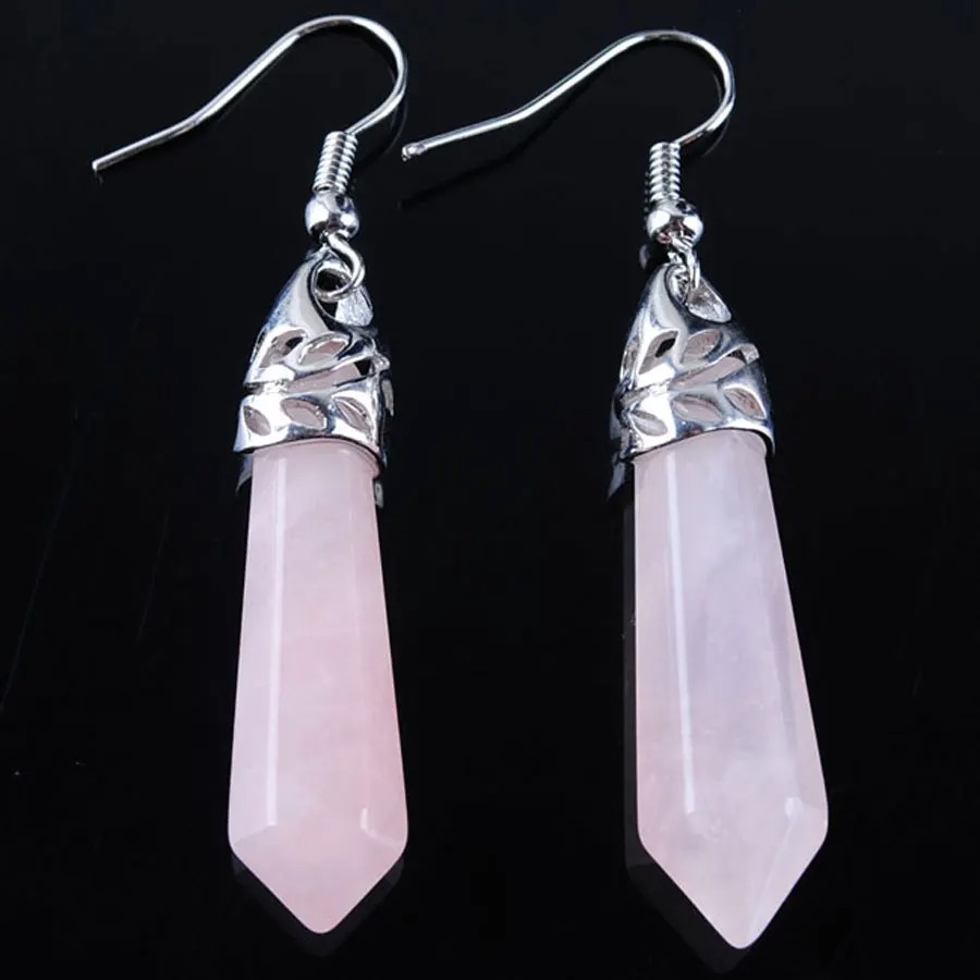 로즈 쿼츠 귀걸이 한 쌍