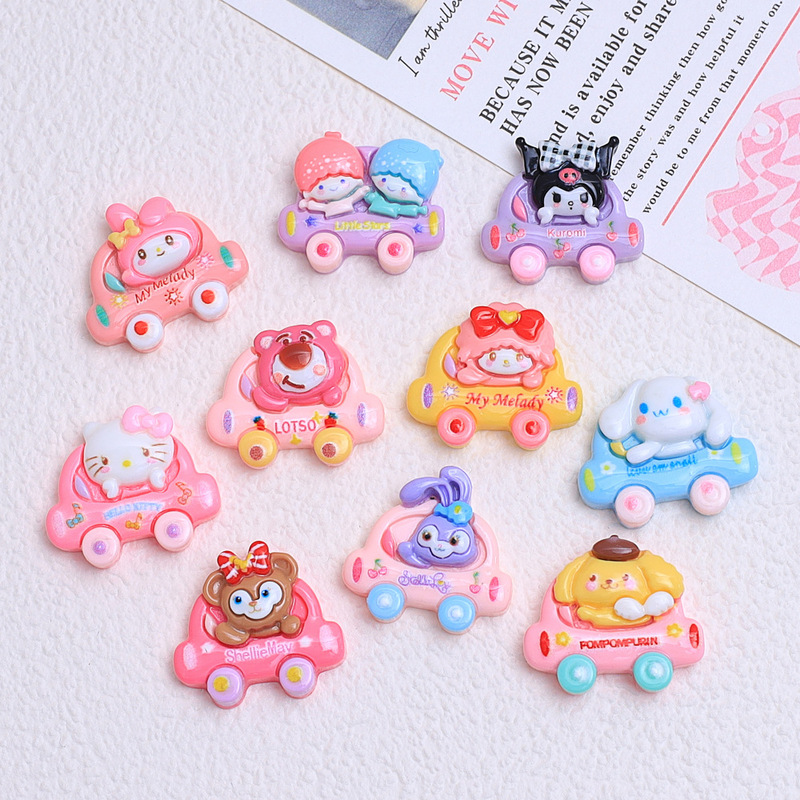 Cute Dog Cartoon Car Creative Handmade DIY Cream Glue Resin Small Accessories Hole Shoe Buckle Jewelry Material