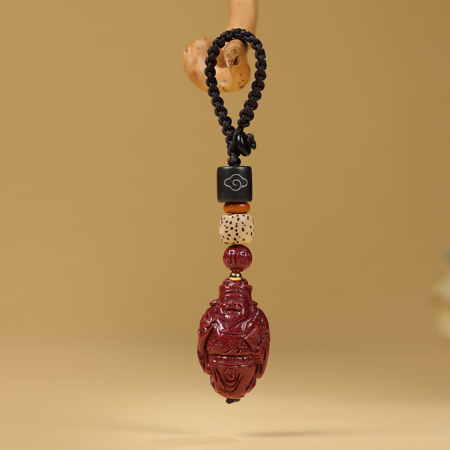 原矿朱砂文财神吊坠钥匙扣紫金砂赵公明手机挂汽车钥匙链男女