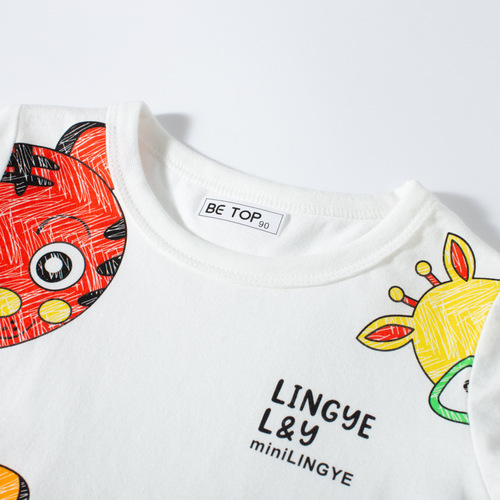 Cartoon Animal Children's T-Shirt Summer Korean Style Boy Short Sleeve Baby Cute Print Children's Clothing Wholesale One-piece Dropshipping