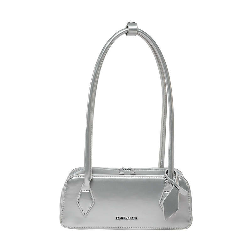 Bolso de axila de textura de alta calidad 2025 verano nuevo bolso femenino moda alfabeto bolso de hombro brillante charol marea