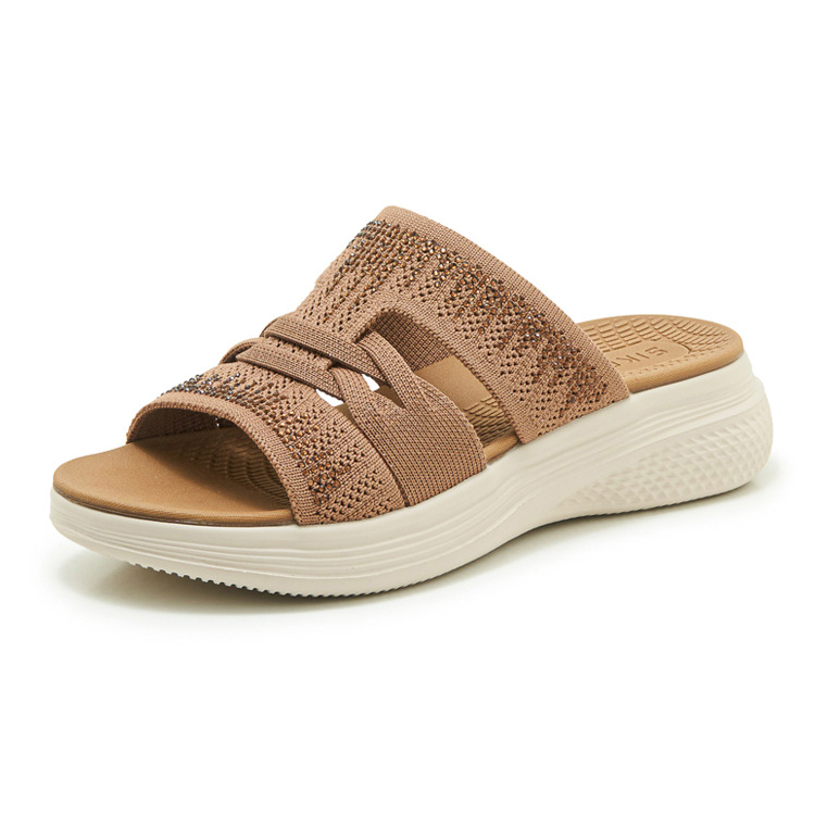Dép sandal nữ xỏ ngón đế bệt đính đá lấp lánh — màu nâu, màu đen, xanh lam, màu mơ chi tiết 28