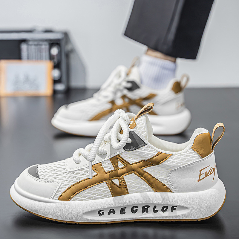 2025 primavera Forrest Gump zapatos para hombre nuevo estilo de malla casual versátil transpirable al aire libre suela gruesa resistente al desgaste calzado deportivo ligero para hombre