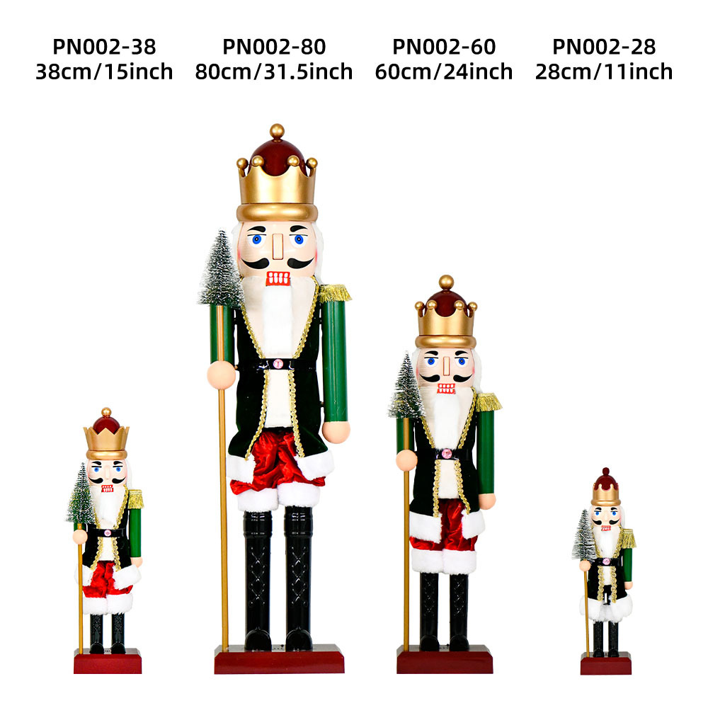 Inventario 30, 40, 60, 80cm de plástico cascanueces soldados decoraciones verde pantalones rojos con banda de luz