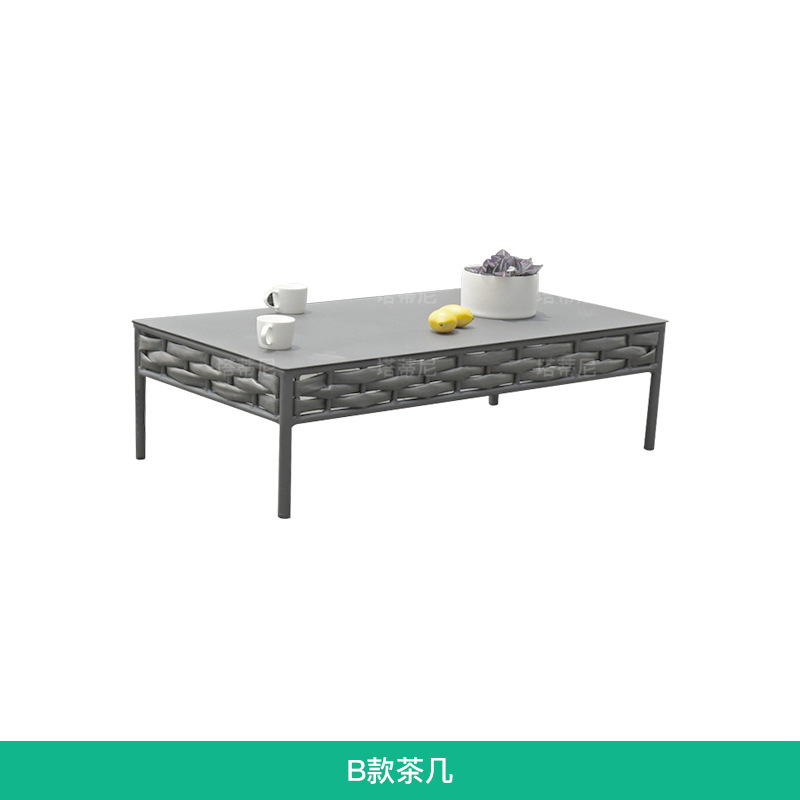 Conjunto de sofás de ratán para exteriores, para terraza de jardín, patio de hotel o villa, sala de estar, combinación de sofás de aleación de aluminio.