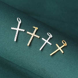 s925银diy饰品配件 十字架吊坠挂坠 串珠材料手链项链配件