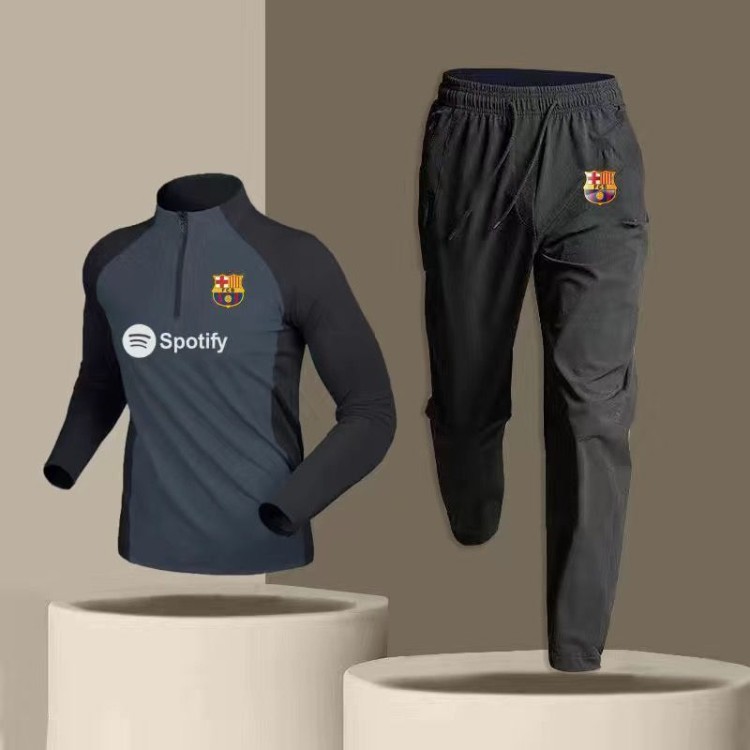 2324 juego de entrenamiento de fútbol masculino primavera y otoño rápido seco deporte de carrera dos piezas juego de cuello medio cremallera pantalones de manga larga