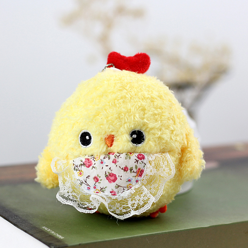 Lindo lindo pollo de peluche de juguete colgante muñeca pequeño tamaño mini amarillo pollo mochila bolsa colgante llavero al por mayor