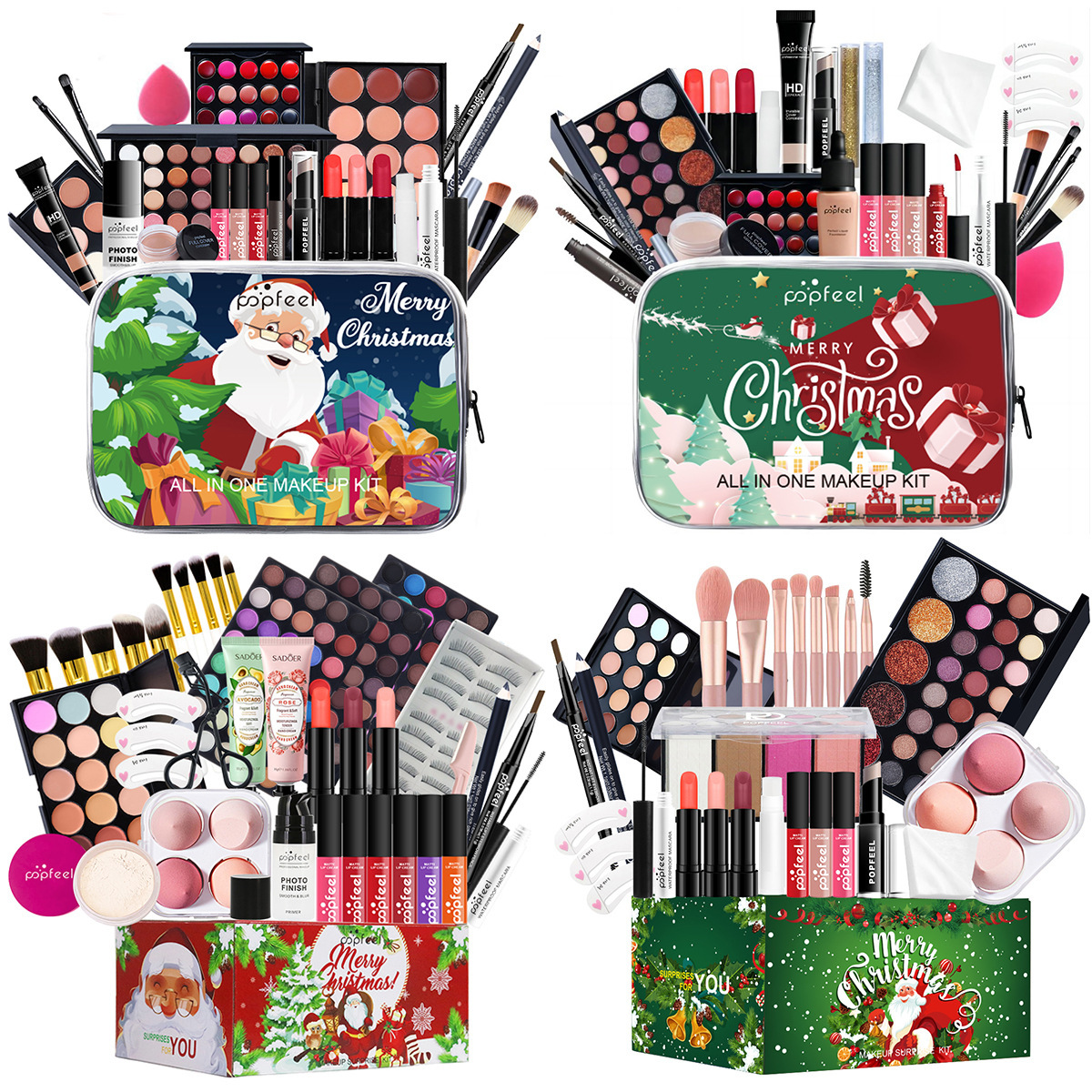 Set de Cosméticos Navideños POPFEEL, Maquillaje para Niñas, Actuación Navideña, Éxito de Ventas Transfronterizo, Sombras de Ojos Coloridas