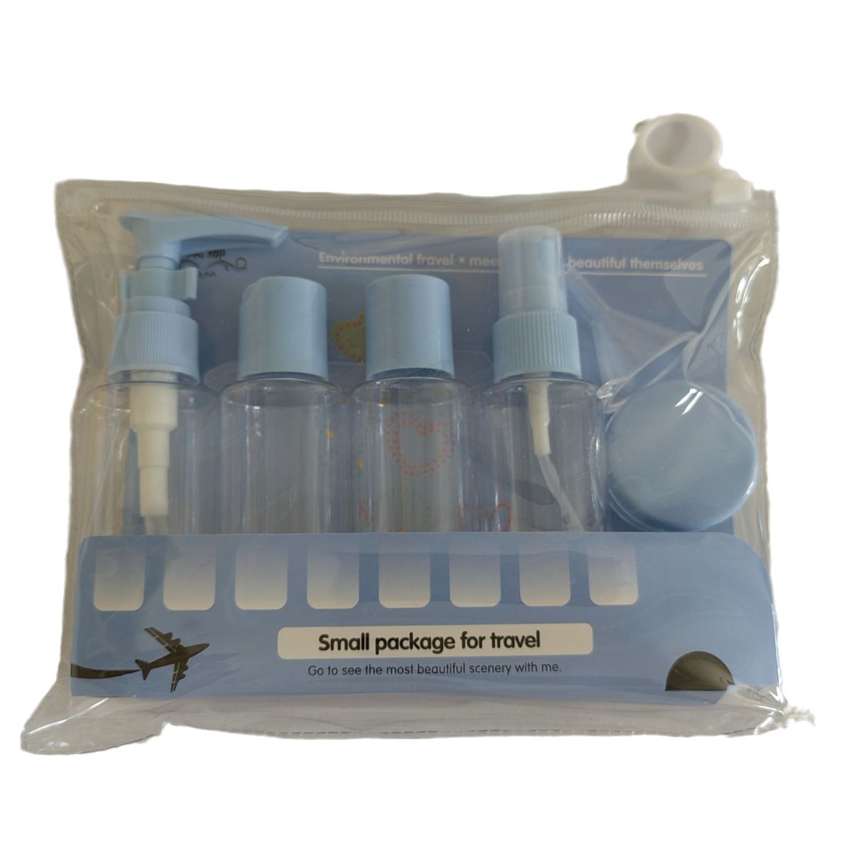 Enlace de invitado individual embarque llevar 8-pieza botella de spray traje botella de viaje kit impermeable