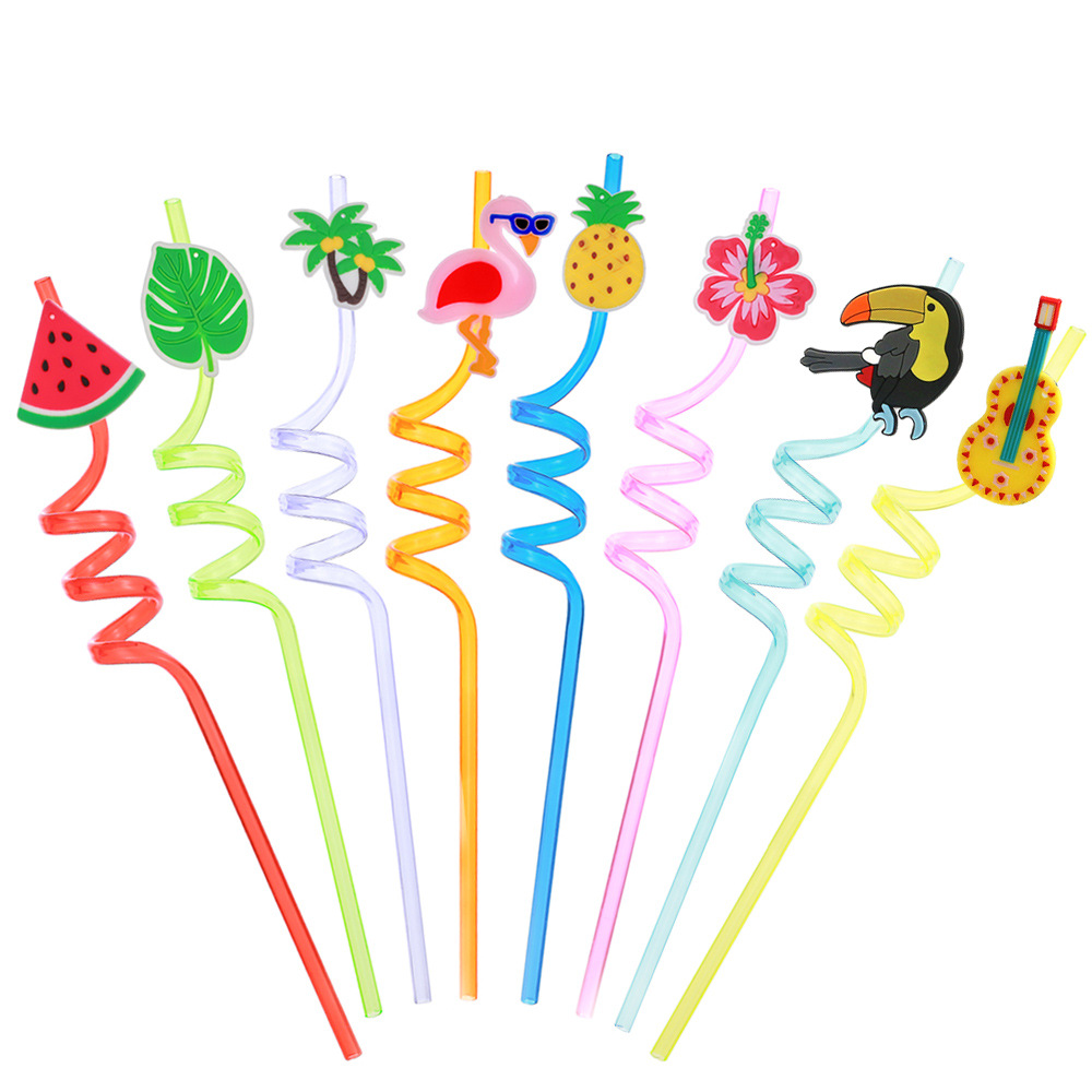 Nuevo estilo transfronterizo Hawaii pajita flamenco sandía llavero de verano anillo de palmaditas hawaianas muñequera