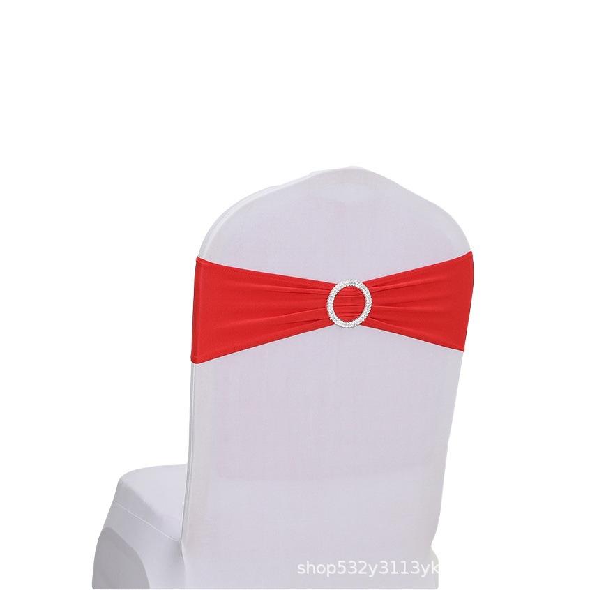 Chair Back Flower Elastic Chair Cover Bow Banquet Chair Back Decoration Free Wedding Ribbon Wedding Hotel Ribbon Strap