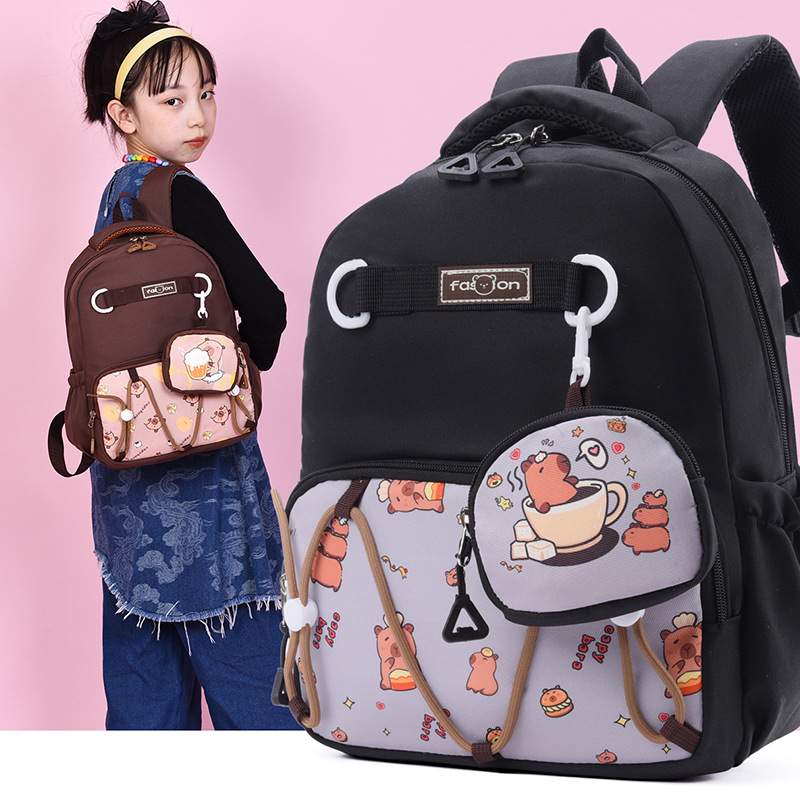 Mochila infantil Capibara caricatura niños mochila de jardín de infantes 4 años de edad 6 años de edad, mochila de niña encantadora
