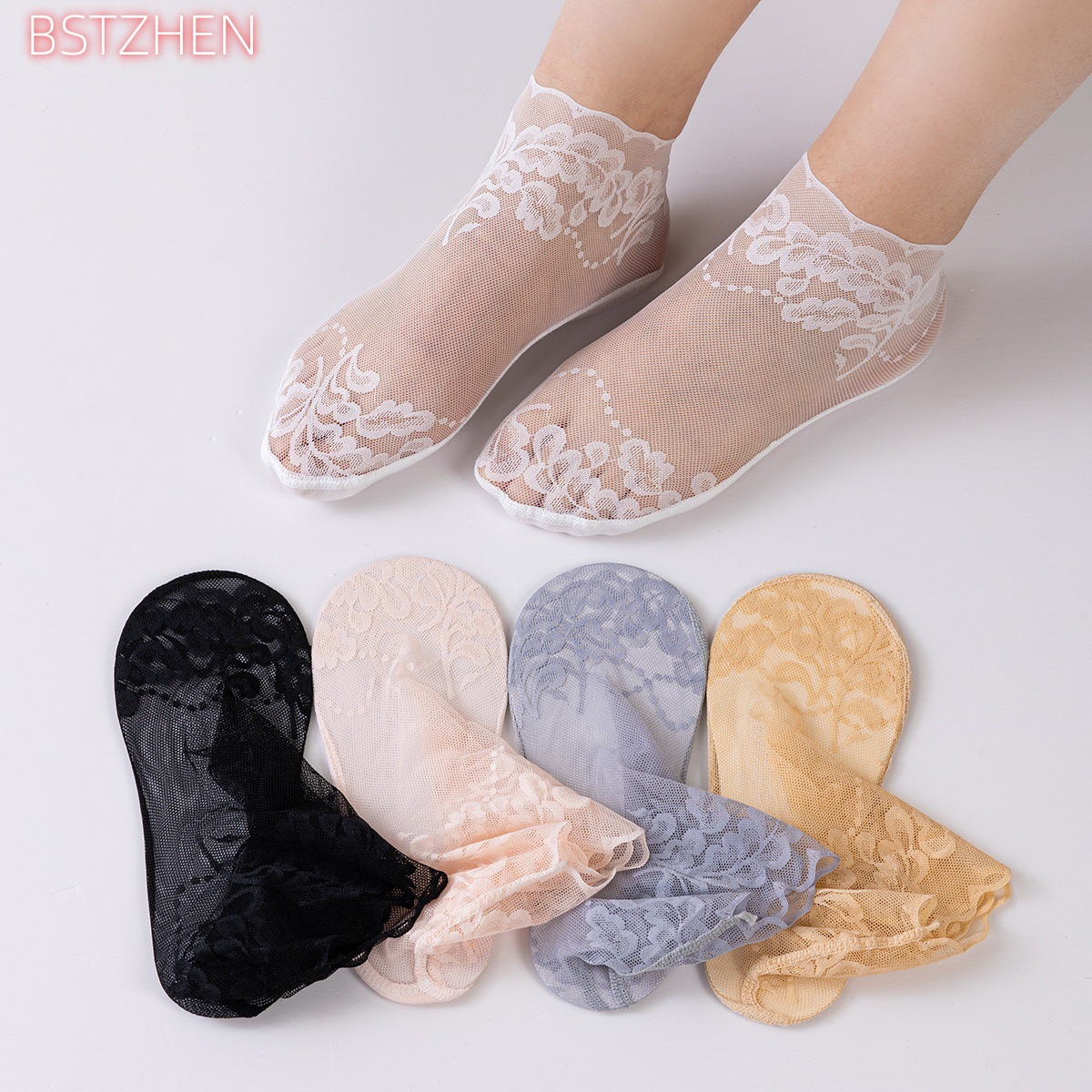 Narcissus Sexy Lace Socks Stockings Women's Socks Cut Out Breathable Spring Thin Women's Socks Short Boat Socks