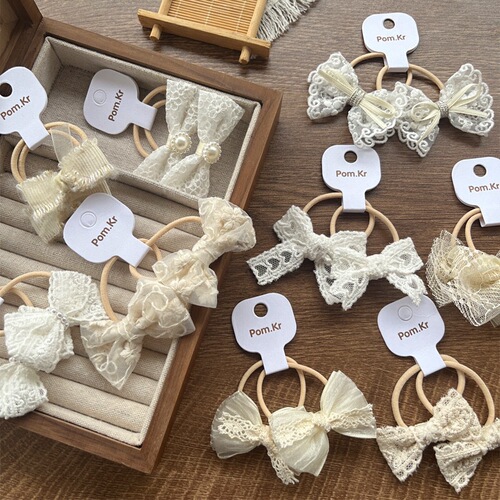 New Cute Lace Butterfly Knot Hair Ring Children Fashion Versatile Hair Ties Rubber Bands Hair Ring Ponytail Ring Lace Flower Edge