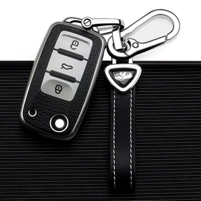Dedicated Volkswagen Key Case, Car key bag - volkswagen-a-folding-3-key-aurora-silver-single-shell-triangle-belt-rope-double-buckle