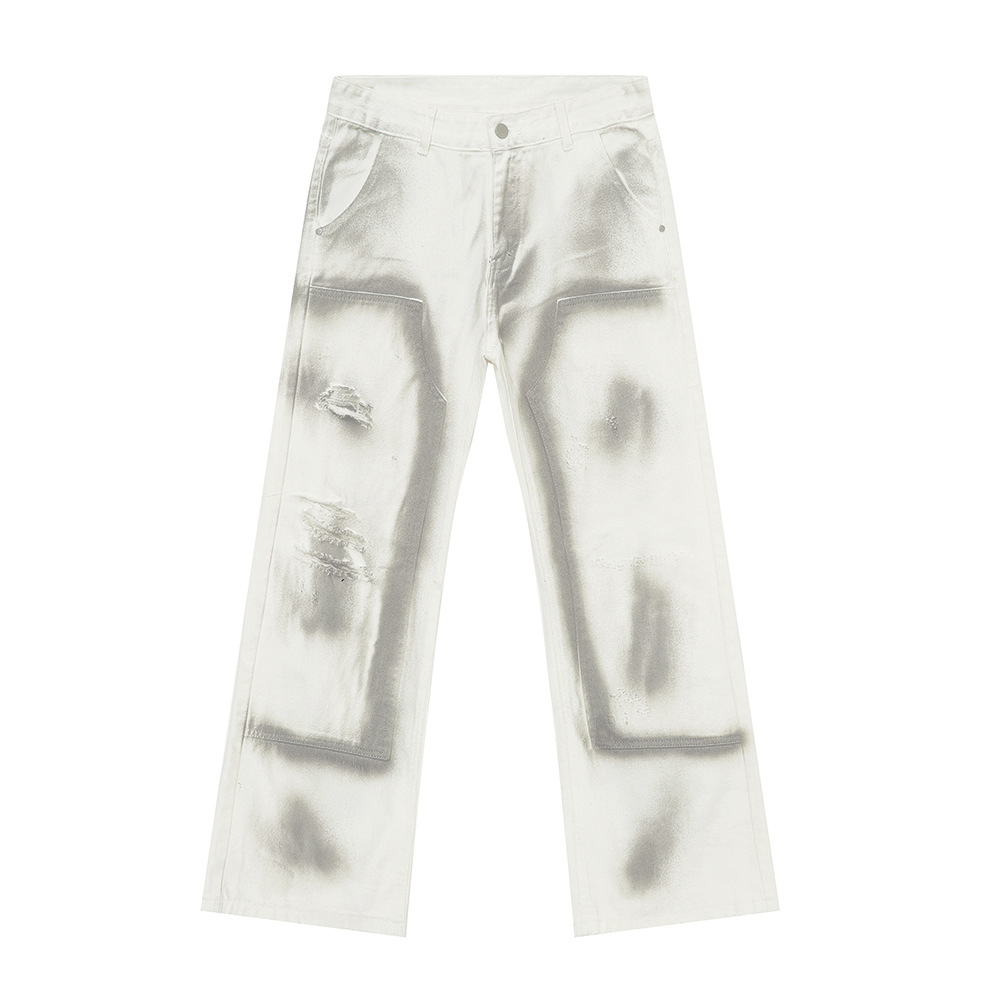 MTLCLOTHES Hombres| Personalidad americana sucia viento sucio color de limpieza hacer viejos agujeros de algodón jeans tendencia