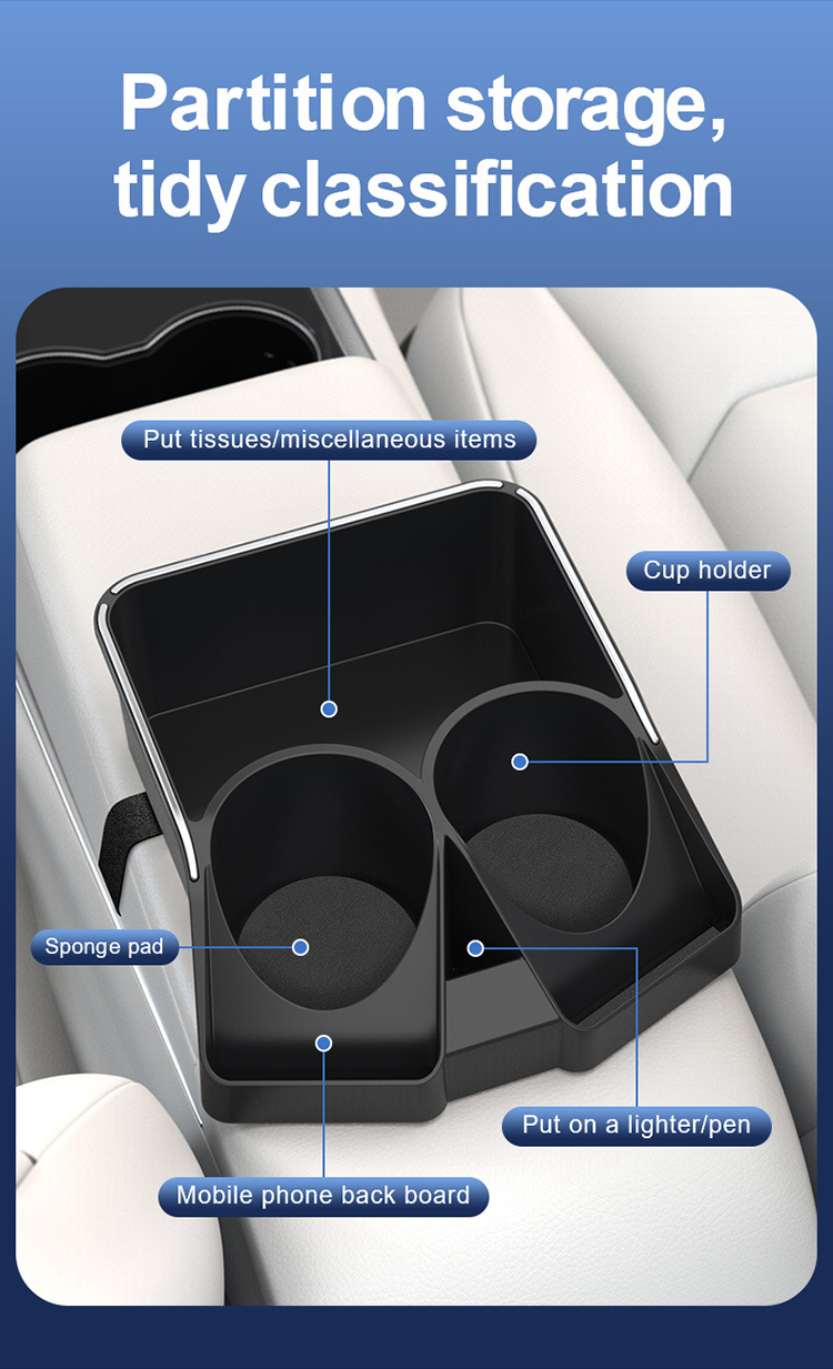 Car armrest box storage box storage box tissue box car middle storage high-grade multi-functional water cup holder cross-border