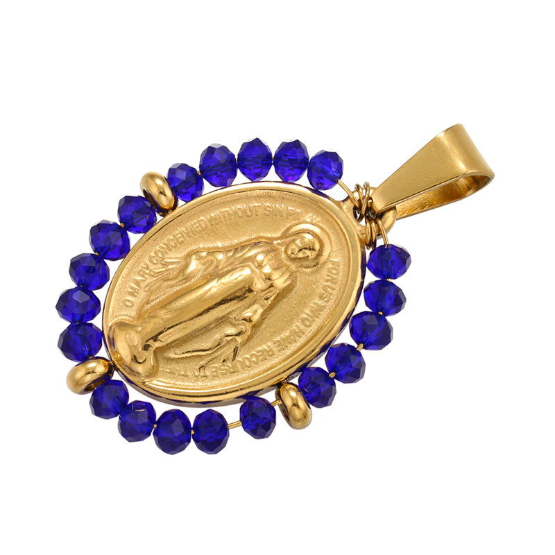 8g Weight 0.03µm Gold Plating Thickness Electroplating Gold Plating Process Pendant Jewelry Making Type 18K Gold Plated Plating Material Copper Material Virgin Mary Pattern Plating Craft White, Purple, Green, Gold, Black Color Copper 18K Gold Plated 9